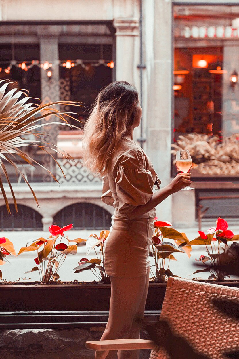 Posing by the street view window