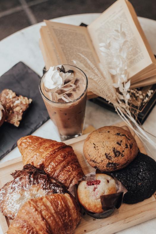 Pastries and iced chocolate